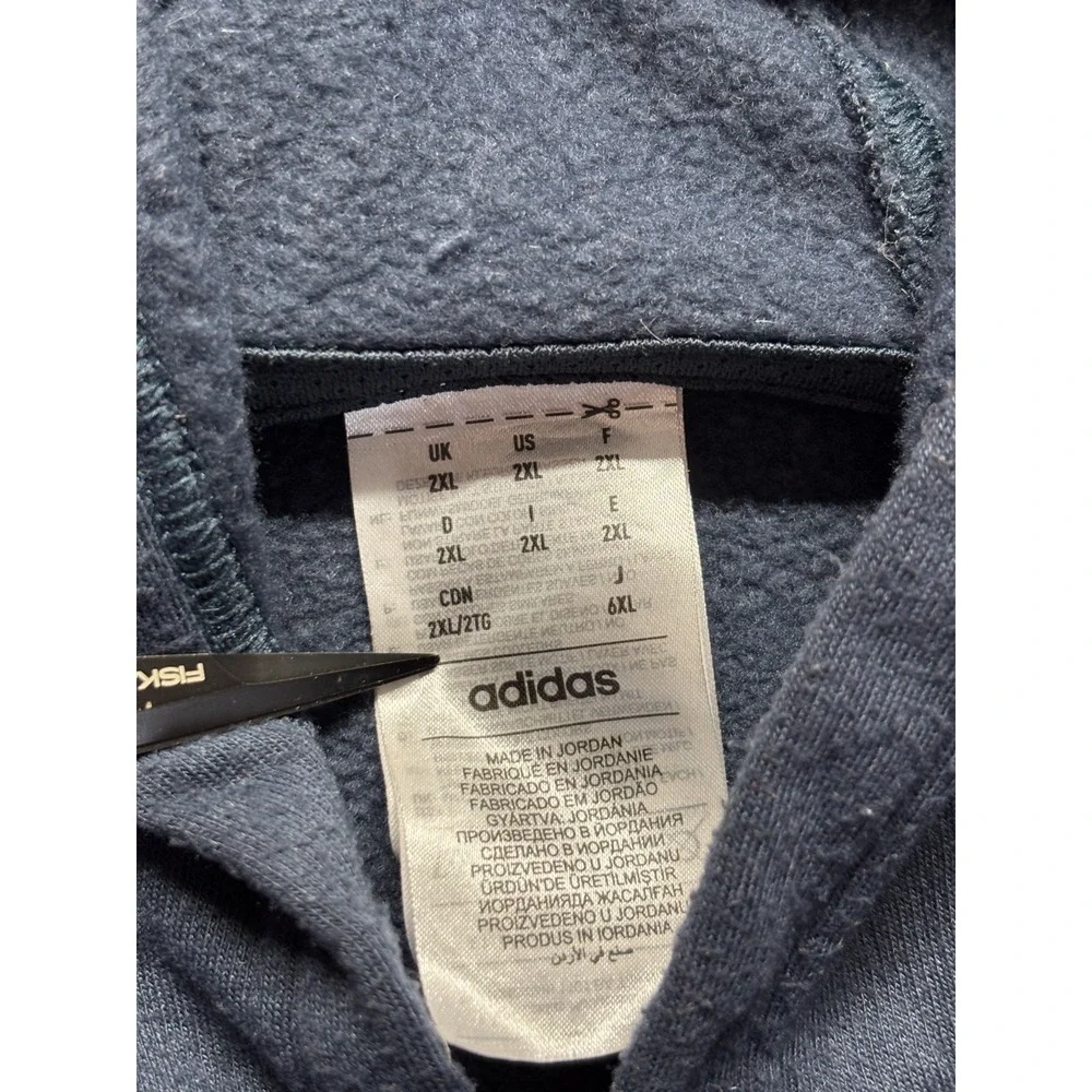 Adidas Hoodie Mens 2XL Navy‎ Blue Fleece Lined Embroidered Logo Gym Training